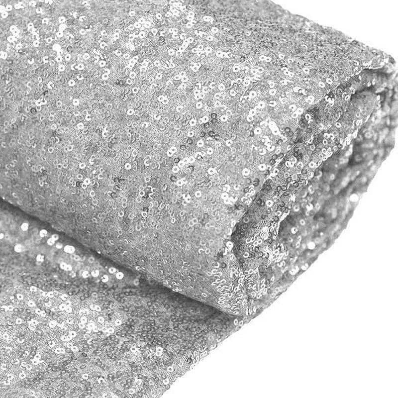 54"x4 Yards Silver Sequin Fabric Bolt, Sparkly DIY Craft Fabric Roll