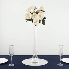 6-Pack Glass Eiffel Tower Vases Clear with Round Base - Tall Skinny Flower Bud Wedding Centerpieces 20"