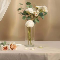6-Pack Glass Flower Vases Cylinder Design Heavy Duty Clear - Stylish Centerpieces for Weddings 12"