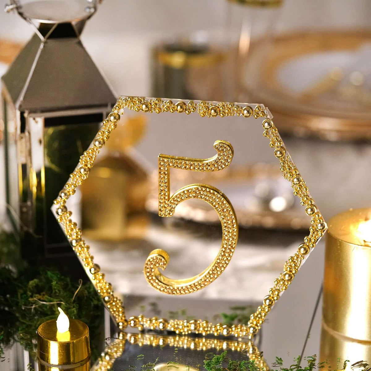 6-Pack Hanging Wall Decor Hexagon Glass Mirror Table Centerpiece - Decorative Reflective Display 8"