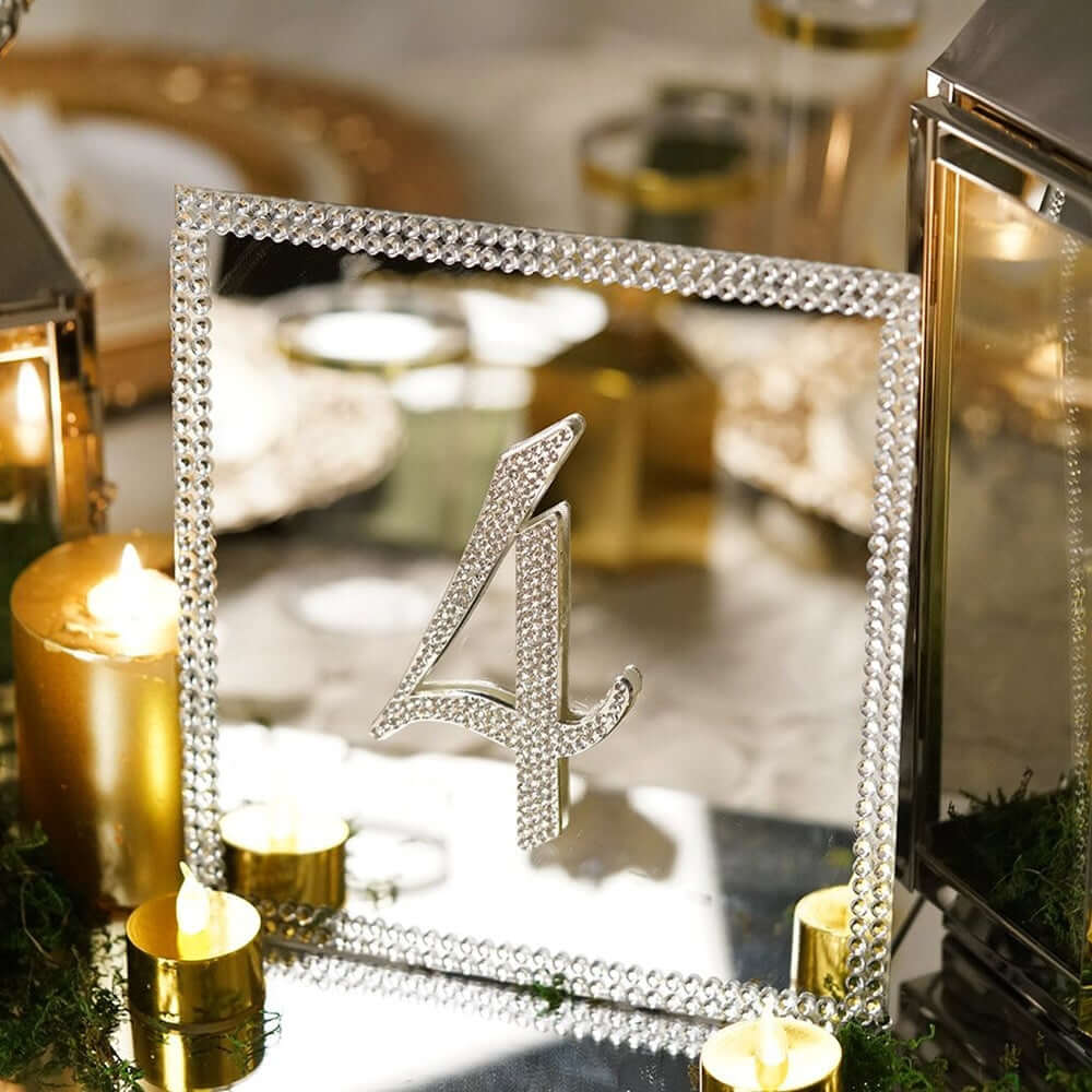 6-Pack Hanging Wall Decor Square Glass Mirror Table Centerpiece - Decorative Reflective Display 8"