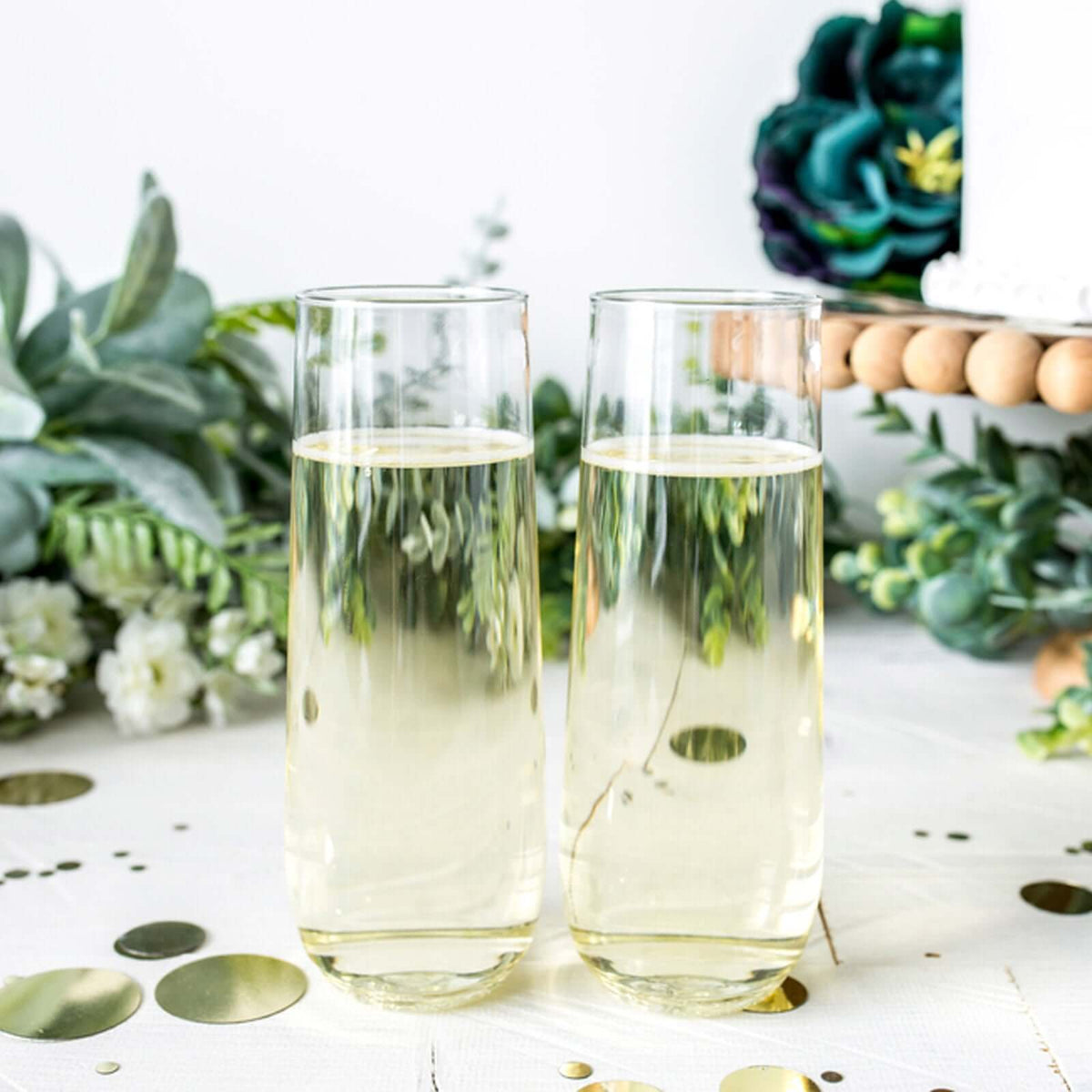 6 Pack Plastic Champagne Glasses in Clear, Reusable Lightweight Champagne Flutes 9oz