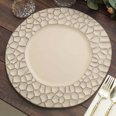 6-Pack Round Charger Plates 13" in Taupe with Hammered Rim, Matte Finish Modern Dinner Charger Tableware