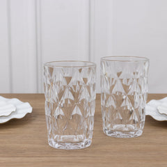 6-Pack Whiskey Glasses Clear Textured Crystal Cut Design with Heavy Base - Highball Tumblers for Parties & Events 12oz 5"