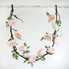6ft Blush Artificial Silk Peony Hanging Flower Garland, Faux Vine