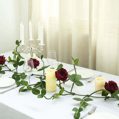 6ft Burgundy Real Touch Artificial Rose and Leaf Flower Garland Vine