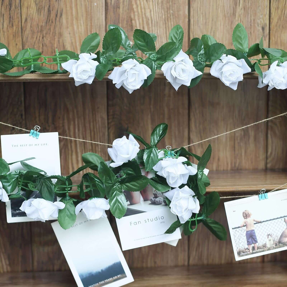 6ft White Artificial Silk Rose Garland UV Protected Flower Chain