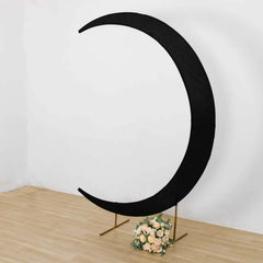 7.5ft Black Spandex Crescent Moon Wedding Arch Cover, Custom Fitted Chiara Backdrop Stand Cover
