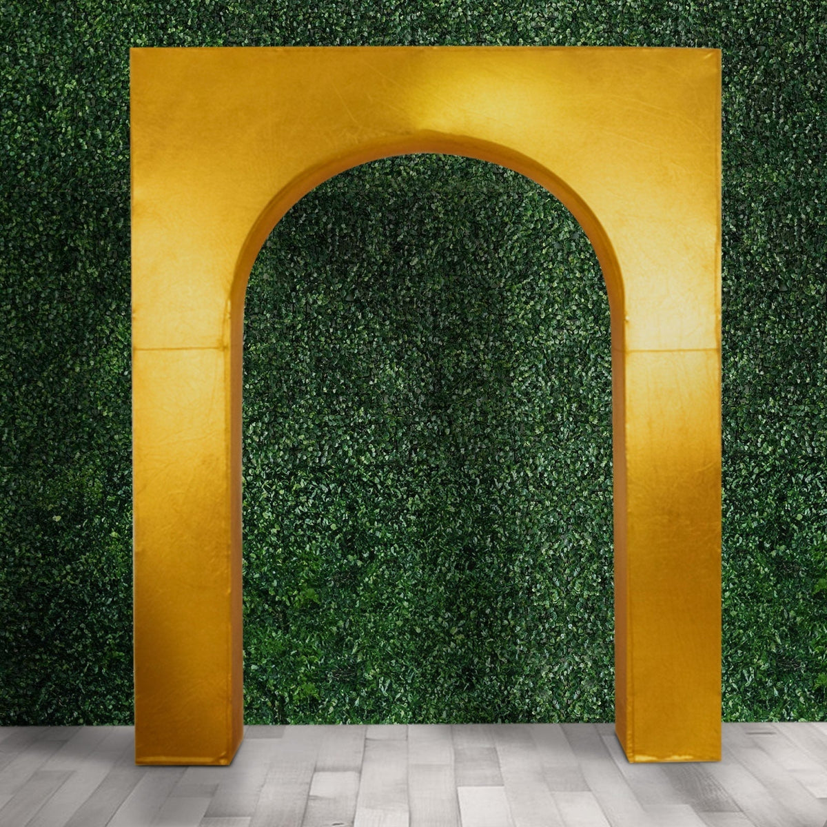 8ft Gold Metallic Spandex Backdrop Stand Cover for Arc de Triomphe Stand, Stretch Fitted Floral Balloon Frame Wedding Arch Cover