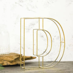 8" Tall Gold Freestanding 3D Decorative Wire Letter, Wedding Centerpiece - D