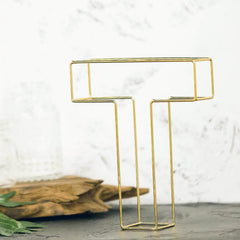 8" Tall Gold Freestanding 3D Decorative Wire Letter, Wedding Centerpiece - T
