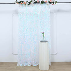 8ftx8ft Iridescent Blue Big Payette Sequin Event Curtain Drapes, Backdrop Event Panel