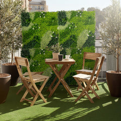 Artificial Boxwood Greenery Wall Panels, 40"×40" Grass Panels with Variegated Leaves and White Flowers, UV-Protected Backdrop for Outdoor Decor – 2 Panels, Covers 22 Sq. Ft.