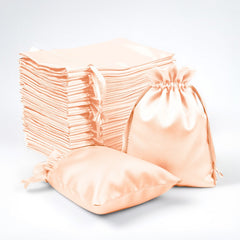 60 Pack Satin Drawstring Favor Gift Bags, Peach 3"x4" Jewelry & Candy Bags for Weddings & Parties