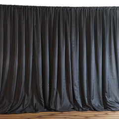 Black Chiffon Polyester Event Curtain Drapes, Dual Layer Divider Backdrop Event Panel with Rod Pockets - 20ftx8ft