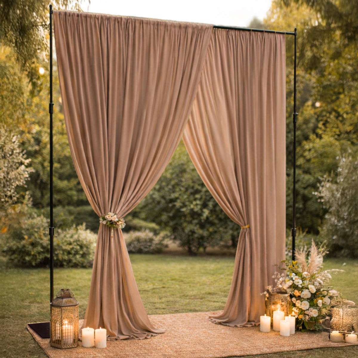 Black Heavy Duty Metal Backdrop Stand 10ftx12ft with Reinforced Crossbar – Pipe and Drape Frame