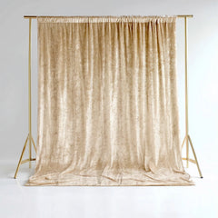 Beige Crushed Velvet Backdrop Curtain – 5ft x 10ft Event Drape with Rod Pocket, Privacy Panel for Photo Booths & Events