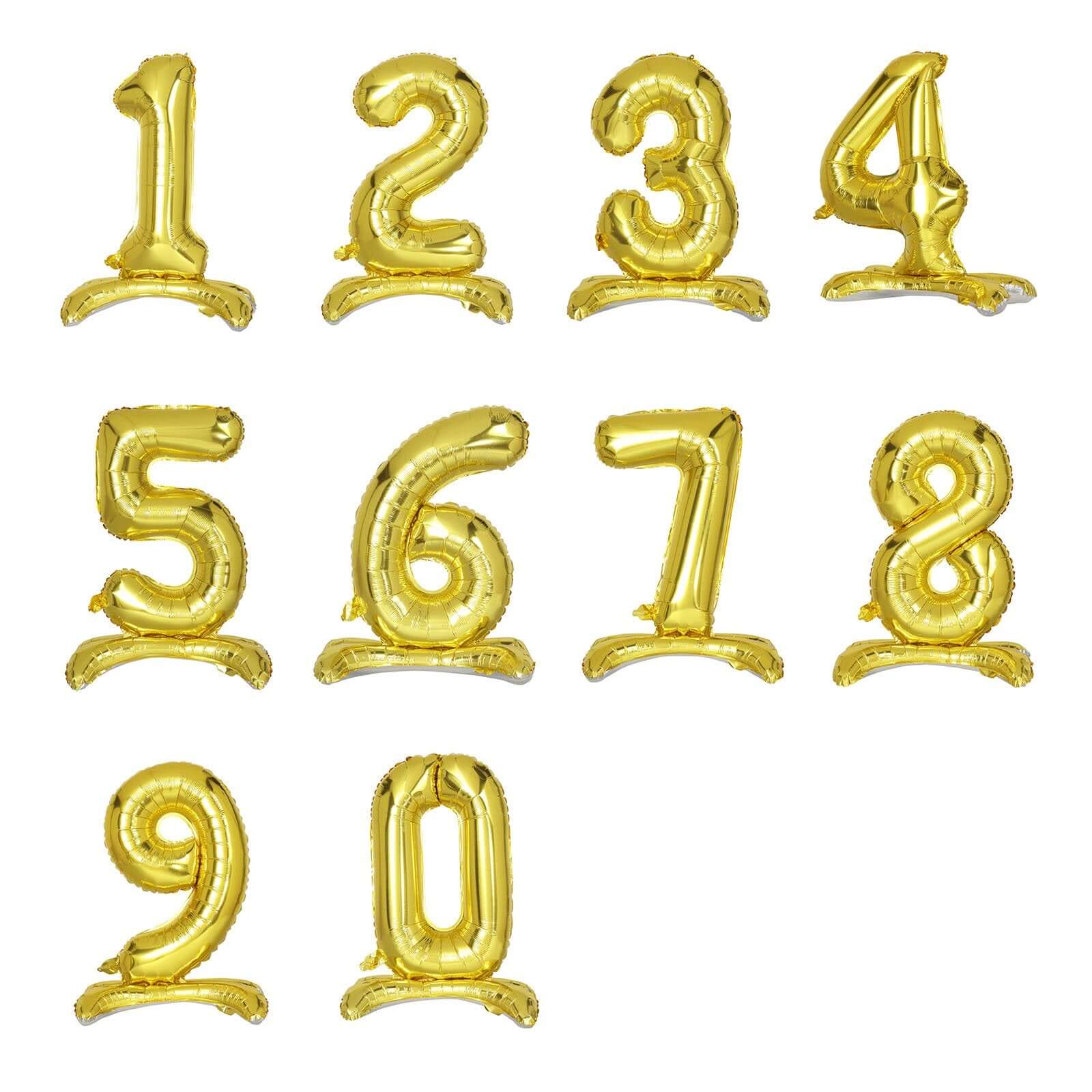 27" Gold Self Standing Helium Air Mylar Foil Letter and Number Balloons