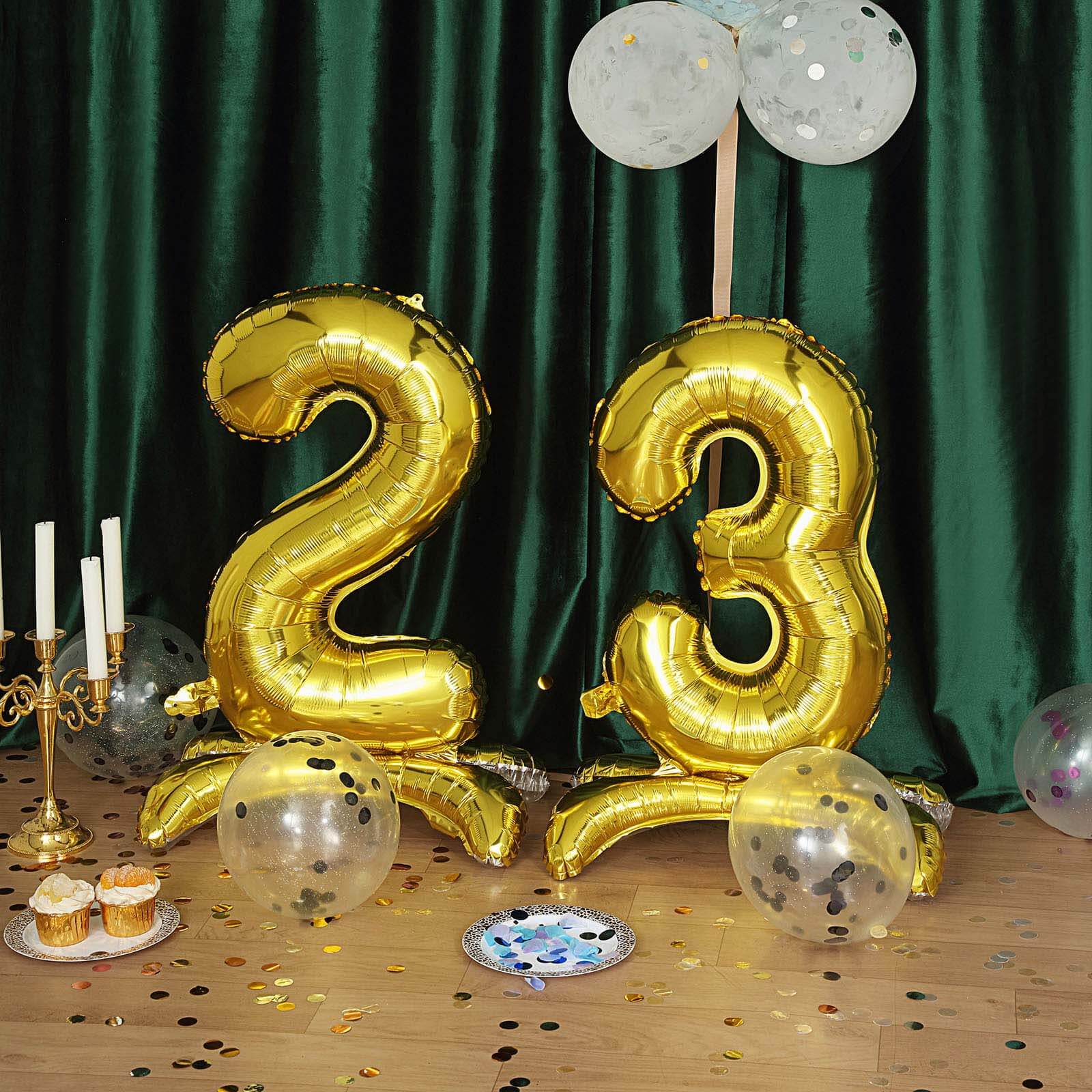 27" Gold Self Standing Helium Air Mylar Foil Letter and Number Balloons