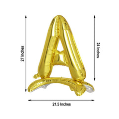 27" Gold Self Standing Helium Air Mylar Foil Letter and Number Balloons