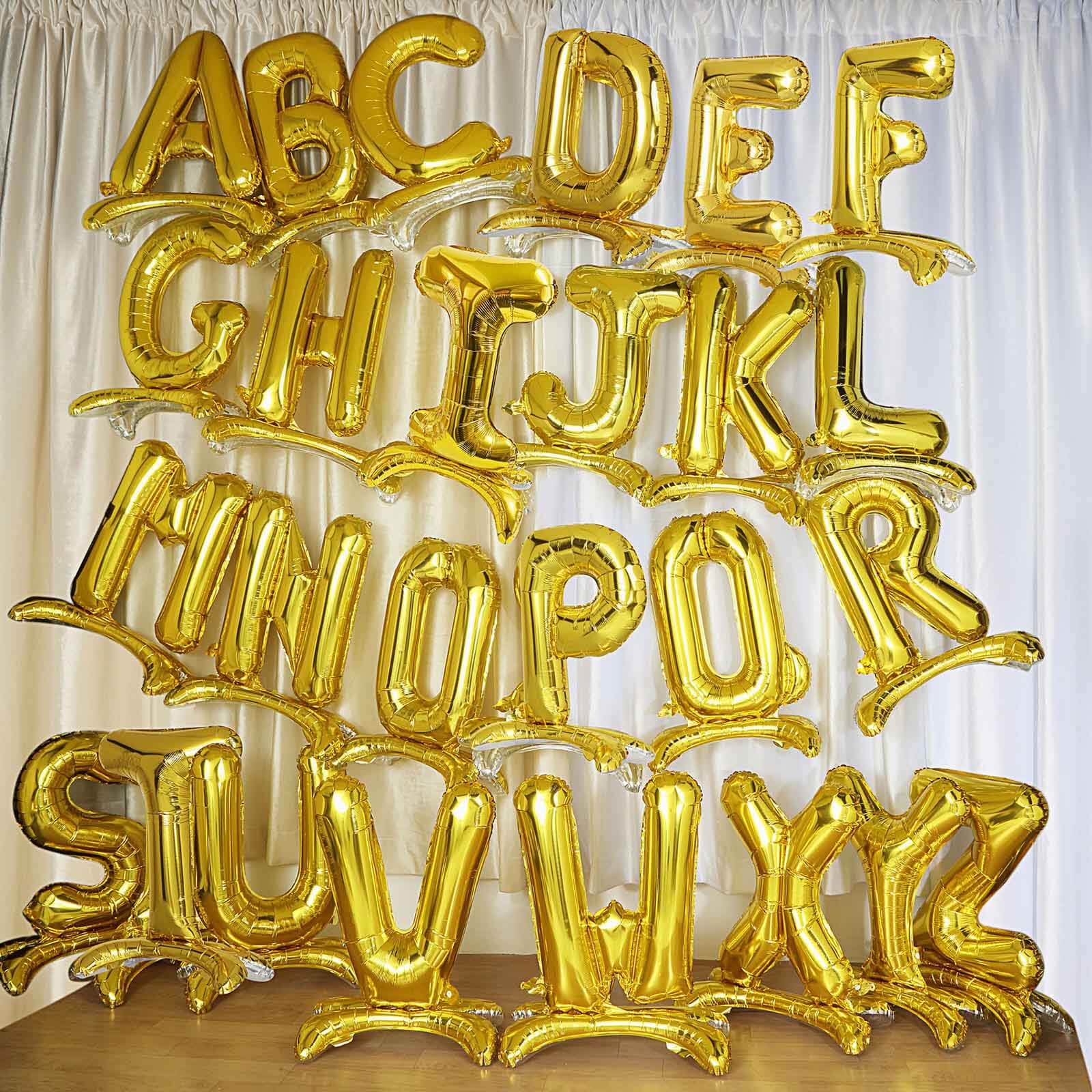 27" Gold Self Standing Helium Air Mylar Foil Letter and Number Balloons
