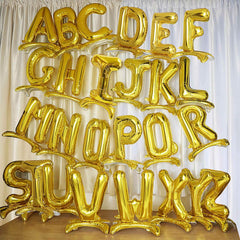 27" Gold Self Standing Helium Air Mylar Foil Letter and Number Balloons