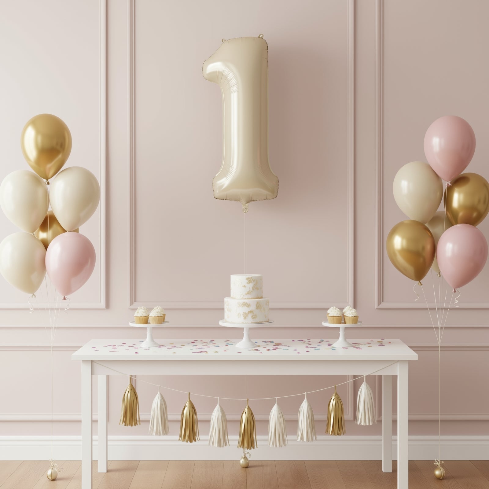 Matte Cream Number Balloons 0-9 – 35" Large Mylar Foil Balloons, Air or Helium Fill