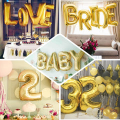 40" Shiny Metallic Gold Mylar Foil Helium Air 0-9 Number Balloons