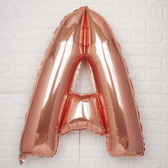 35" Rose Gold Letter and Number Balloons, Metallic Mylar Foil Helium Air Balloons