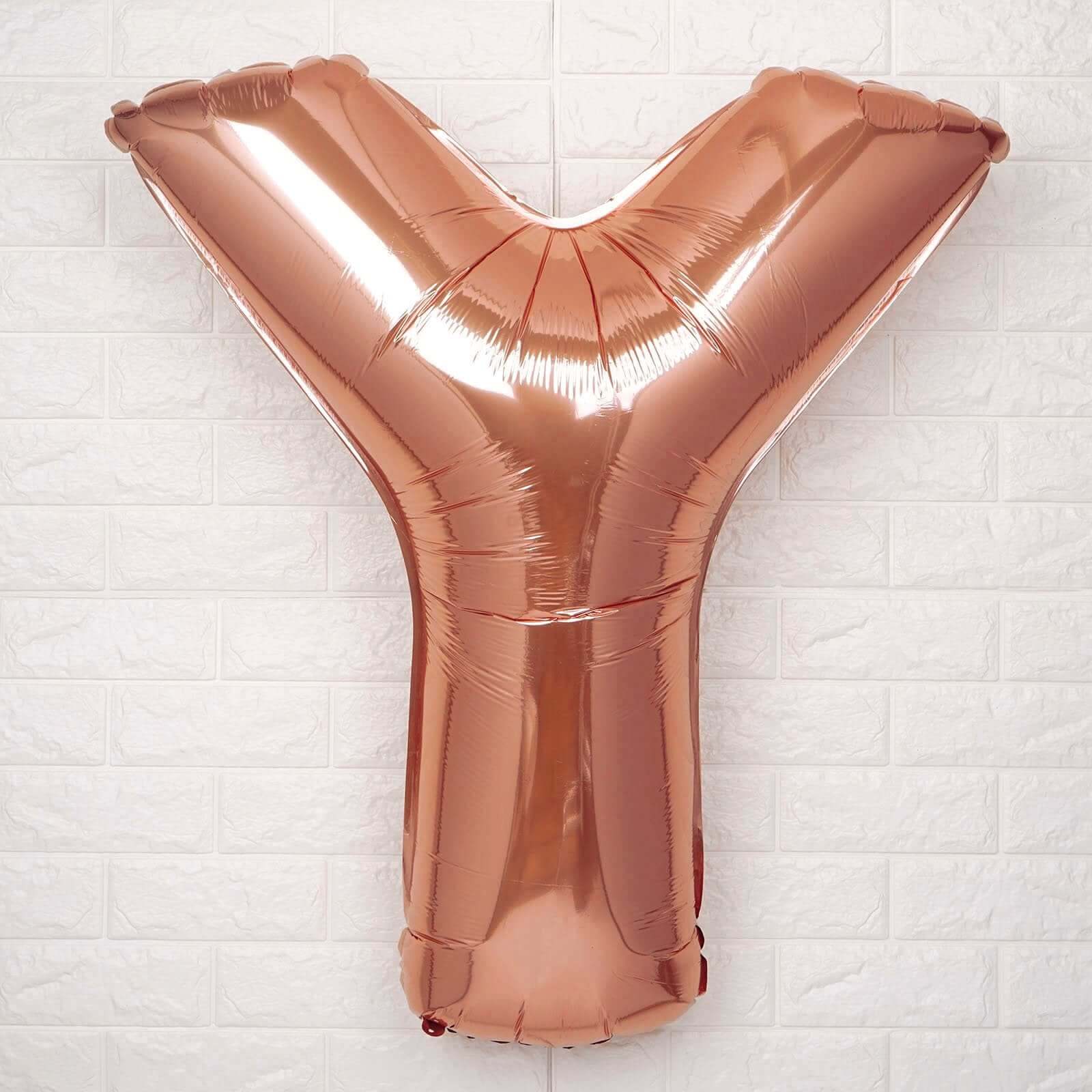 35" Rose Gold Letter and Number Balloons, Metallic Mylar Foil Helium Air Balloons