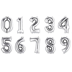 40" Shiny Metallic Silver Mylar Foil Helium Air Number Balloons