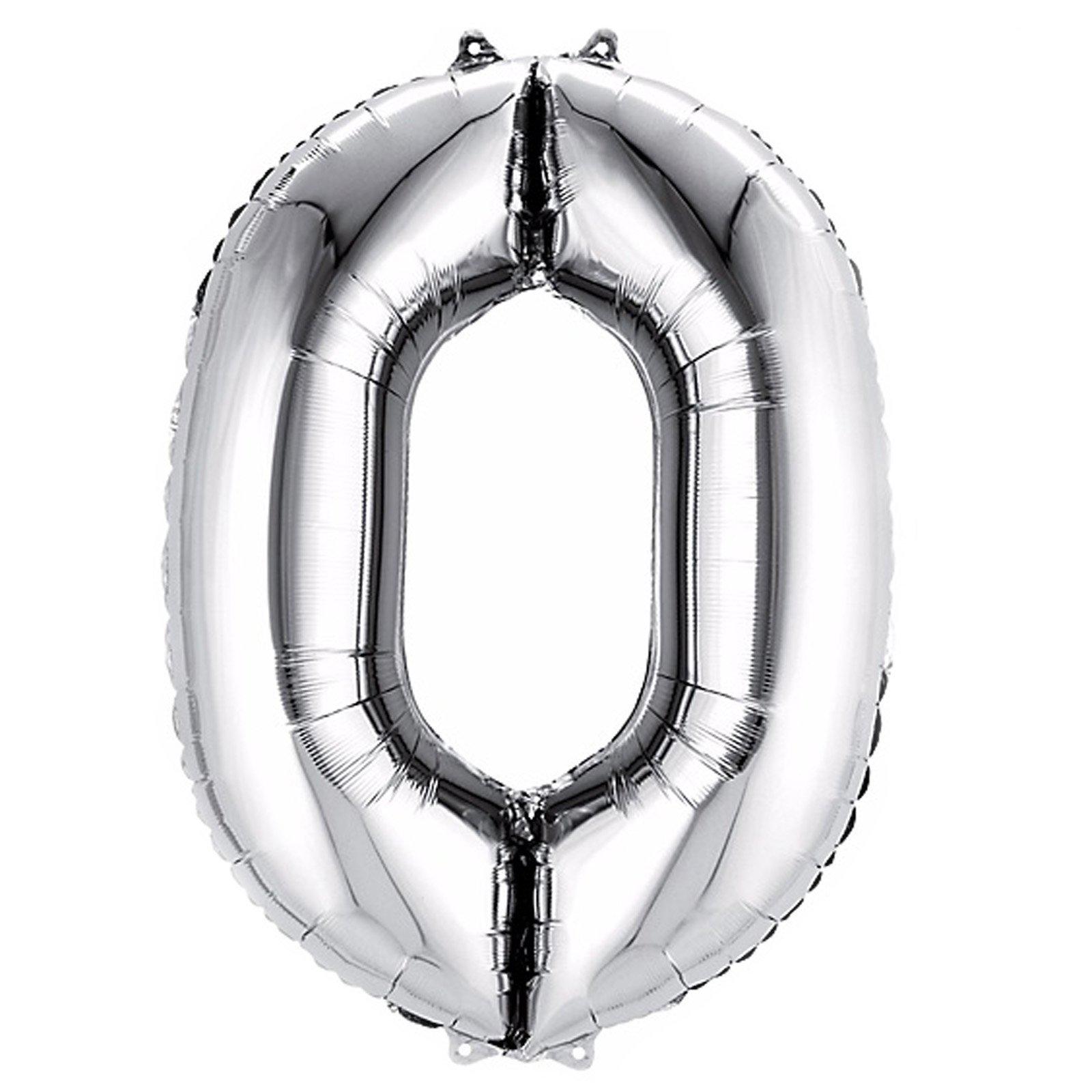 40" Shiny Metallic Silver Mylar Foil Helium Air Number Balloons
