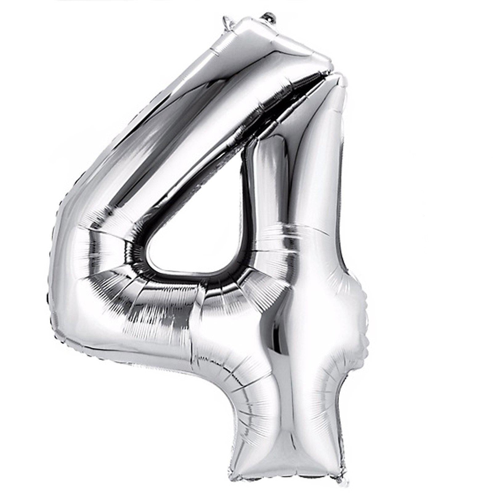 40" Shiny Metallic Silver Mylar Foil Helium Air Number Balloons