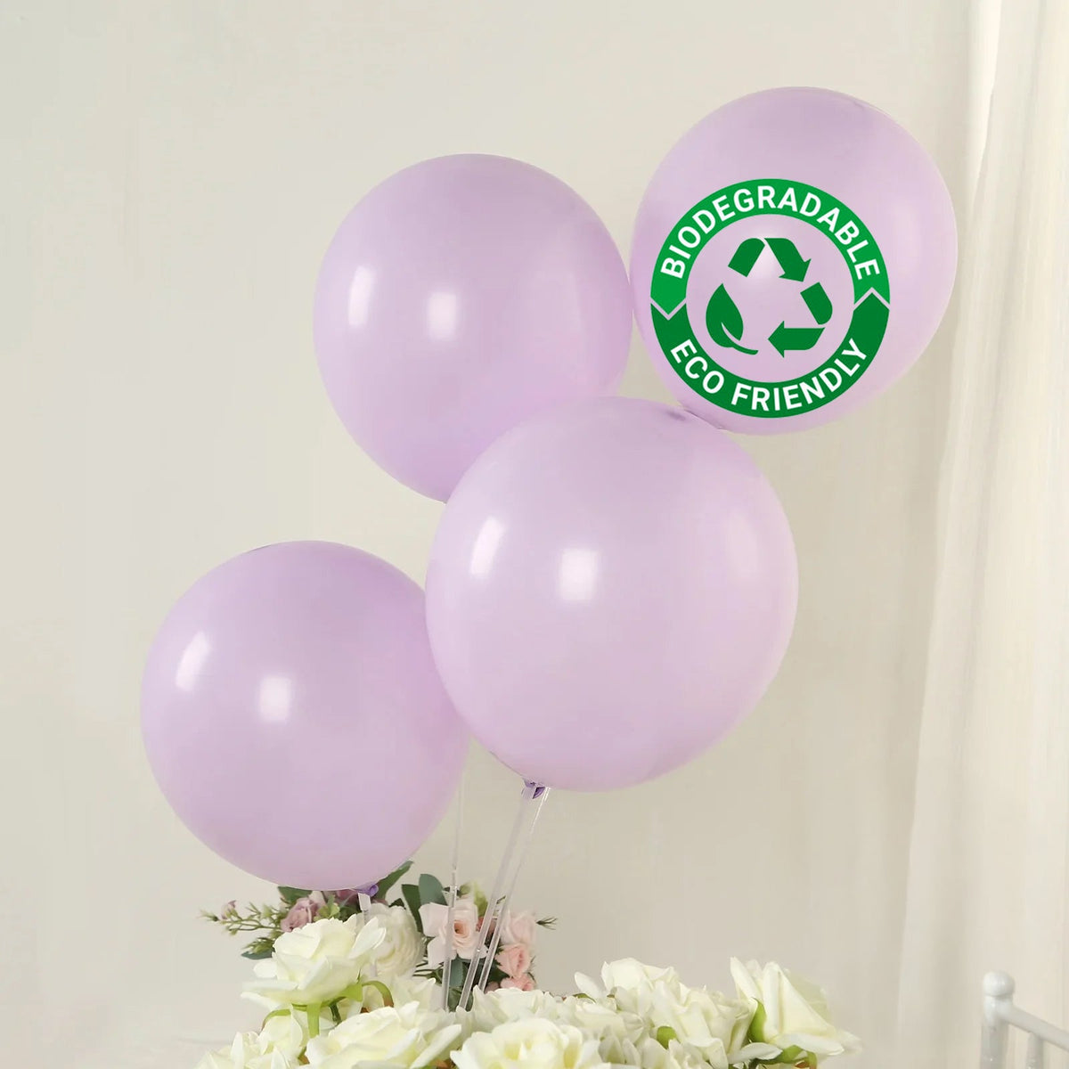50 Pack Matte Pastel Purple Biodegradable Balloons 12", Round Eco-friendly Thick Latex Party Balloons