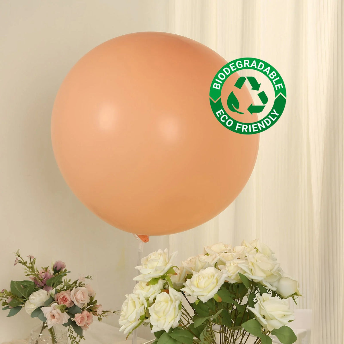 5 Pack Large Matte Pastel Blush Biodegradable Balloons, 36" Round Eco-friendly Thickened Latex Party Balloons