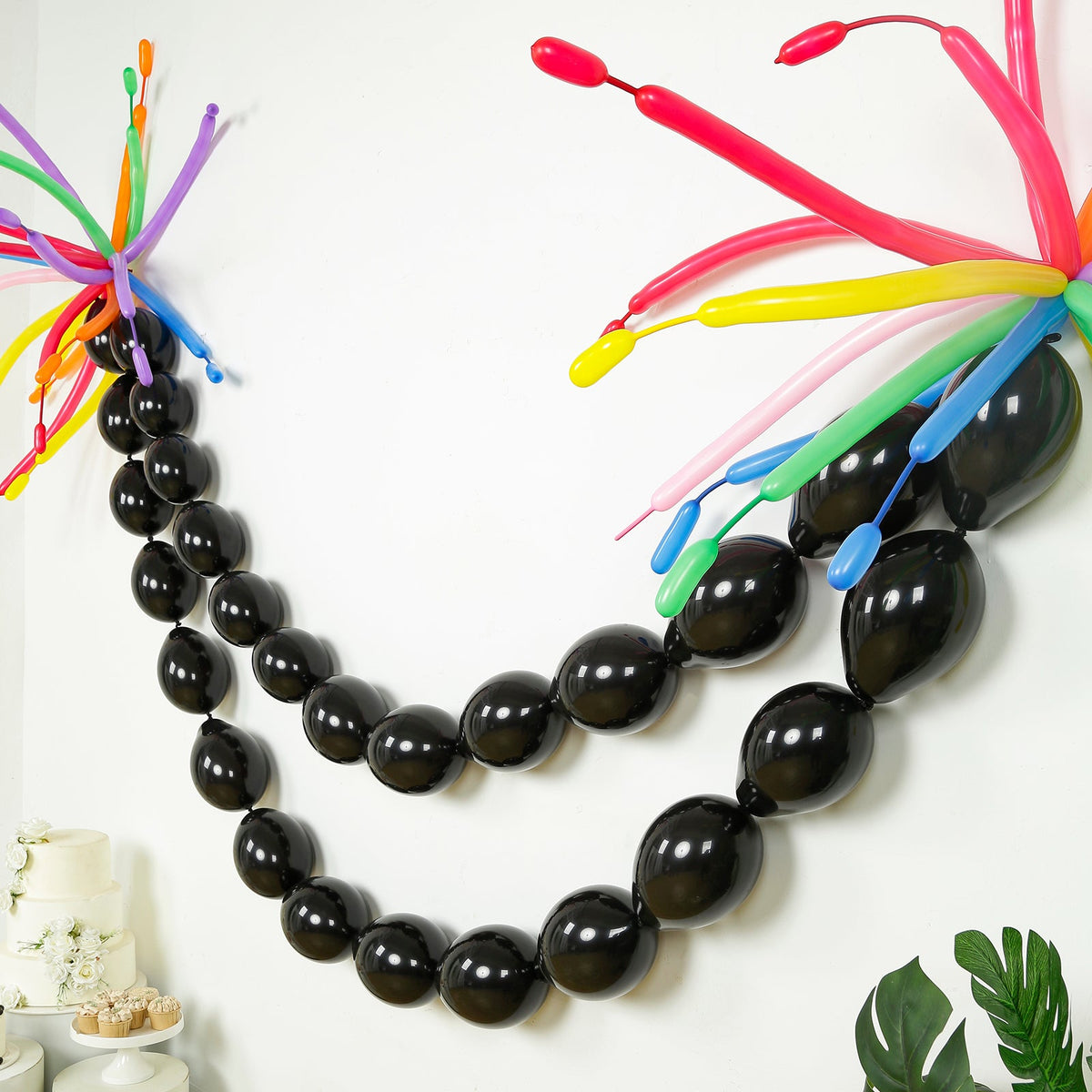 100 Pcs Biodegradable Link Balloons 6" Matte Pastel Black, Latex Quick Linking Balloons for Balloon Chains, Garland, Arch, Backdrop & Wall Decor