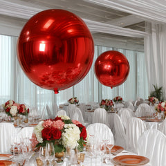 4-Pack 32" Metallic Red Sphere Balloons, Orbz Mylar Balloons Helium or Air-Filled Party Supplies
