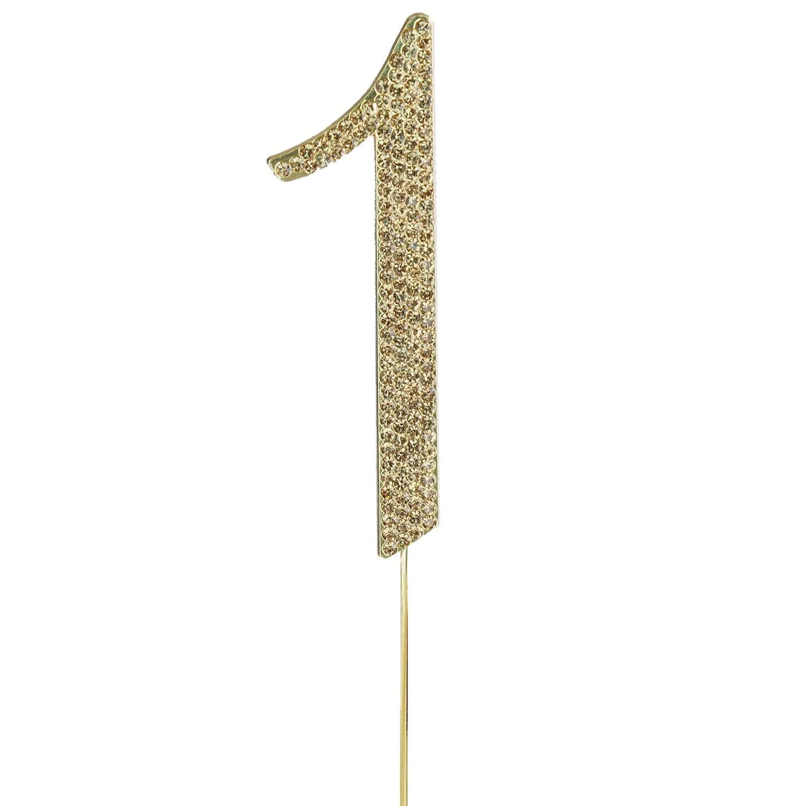 Rhinestone Cake Toppers Gold Monogram Letter and Number Design - Stylish Wedding Cake Decorations 2.5"