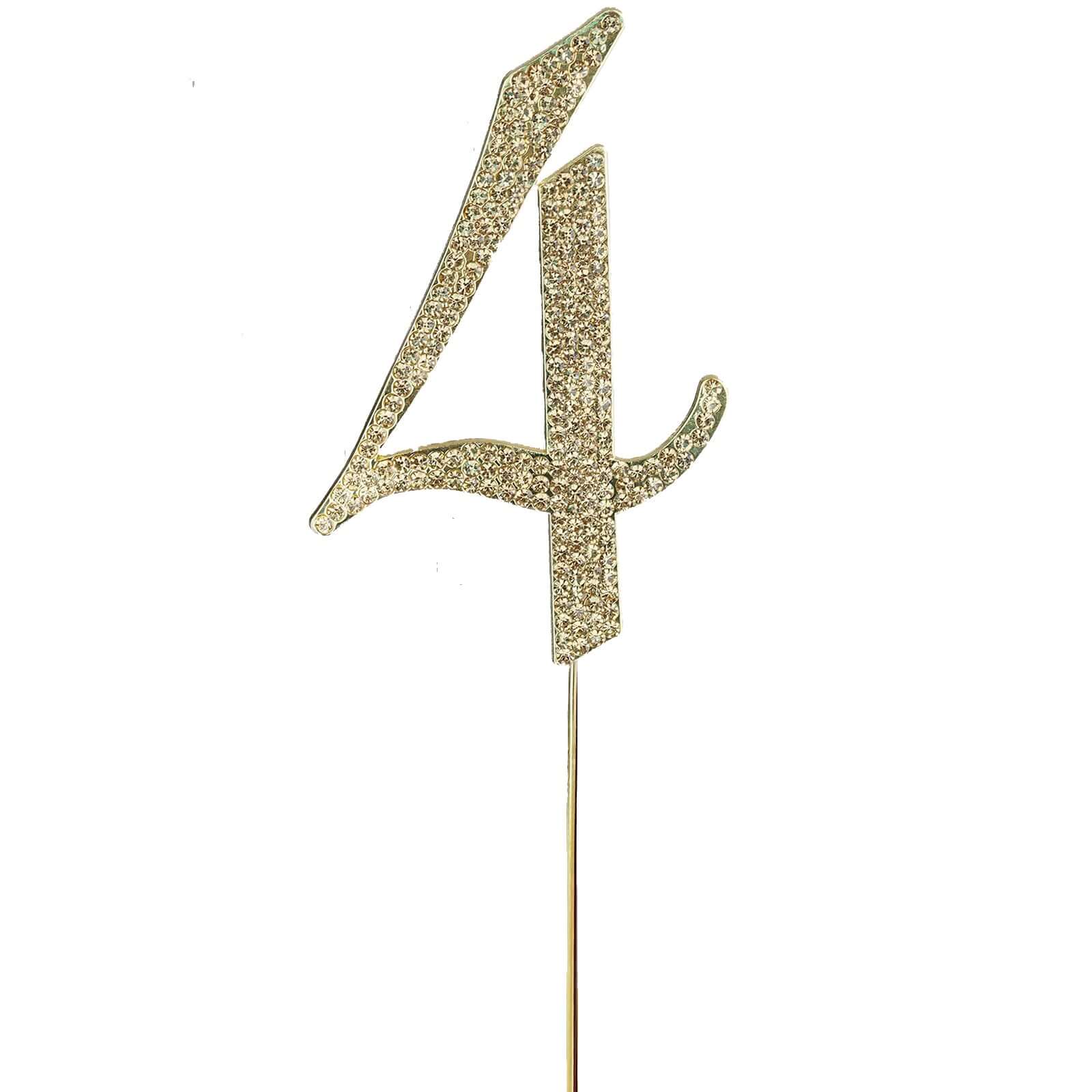Rhinestone Cake Toppers Gold Monogram Letter and Number Design - Stylish Wedding Cake Decorations 2.5"