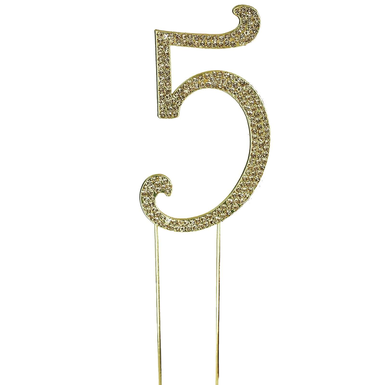 Rhinestone Cake Toppers Gold Monogram Letter and Number Design - Stylish Wedding Cake Decorations 2.5"