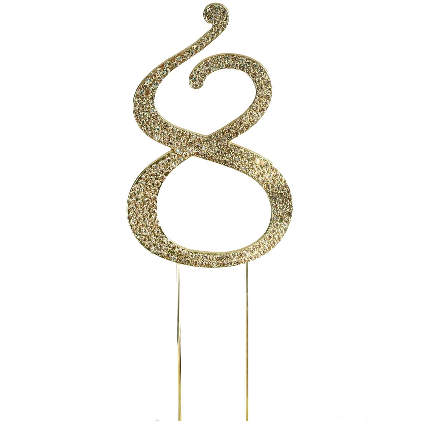 Rhinestone Cake Toppers Gold Monogram Letter and Number Design - Stylish Wedding Cake Decorations 2.5"