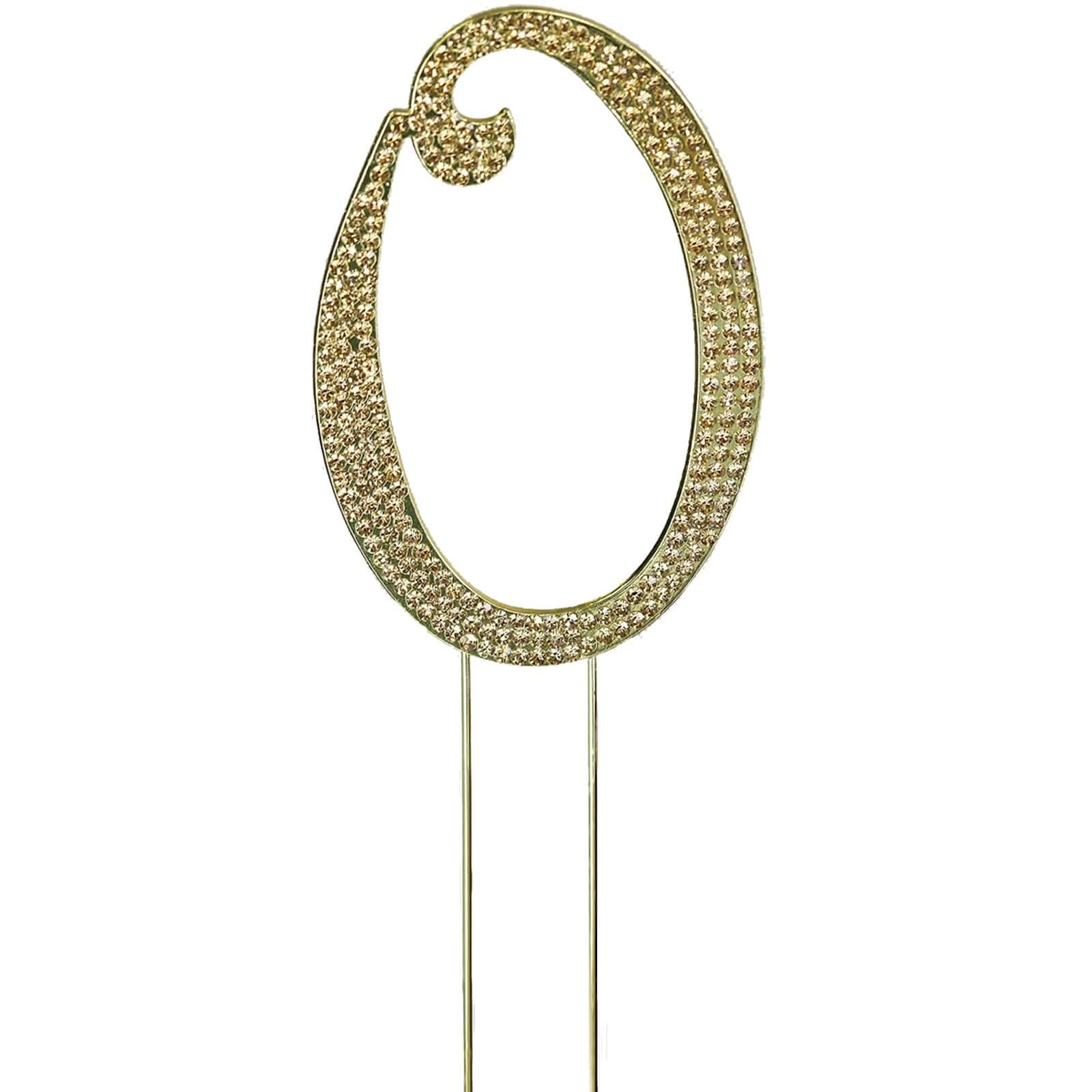 Rhinestone Cake Toppers Gold Monogram Letter and Number Design - Stylish Event Cake Decorations 4.5"