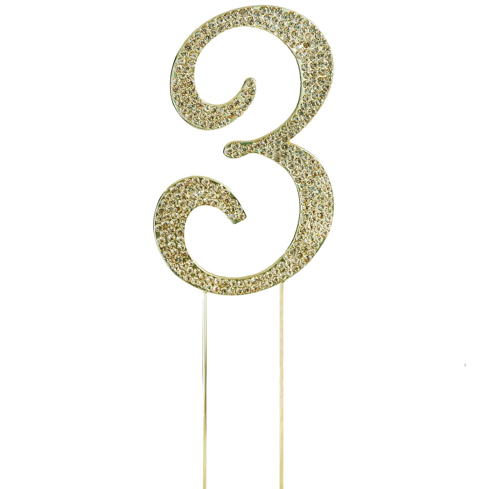 Rhinestone Cake Toppers Gold Monogram Letter and Number Design - Stylish Event Cake Decorations 4.5"