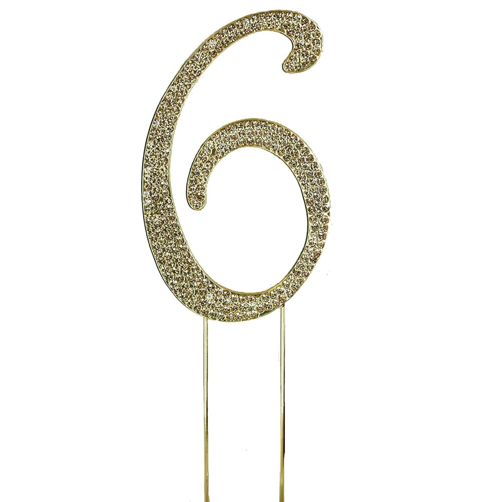 Rhinestone Cake Toppers Gold Monogram Letter and Number Design - Stylish Event Cake Decorations 4.5"