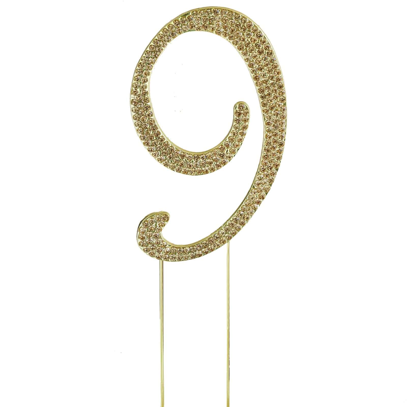 Rhinestone Cake Toppers Gold Monogram Letter and Number Design - Stylish Event Cake Decorations 4.5"