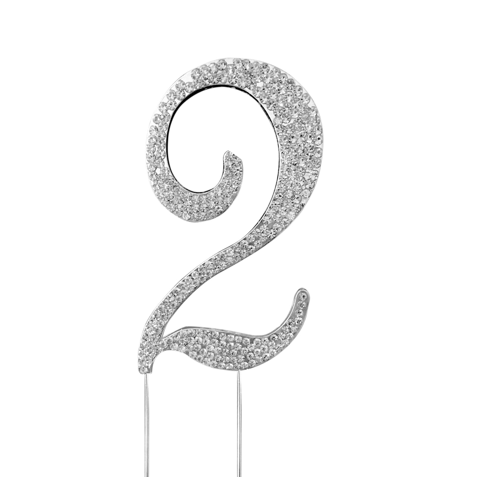 Rhinestone Cake Toppers Silver Monogram Letter and Number Design - Decorative Wedding Cake Decorations 2.5"