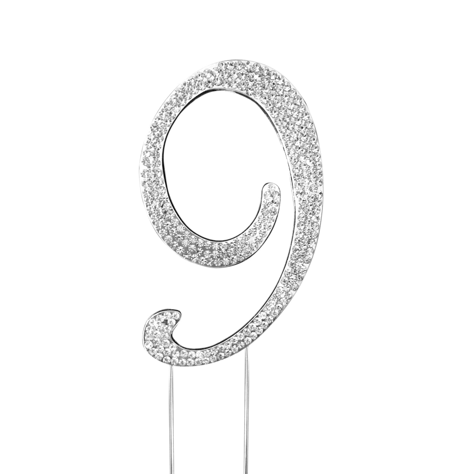 Rhinestone Cake Toppers Silver Monogram Letter and Number Design - Decorative Wedding Cake Decorations 2.5"