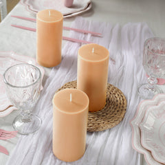 6-Pack Unscented Dripless Pillar Candles – 3"x6" Beige Paraffin Wax with Smokeless Cotton Wicks, Clean & Long-Lasting 60-Hour Burn