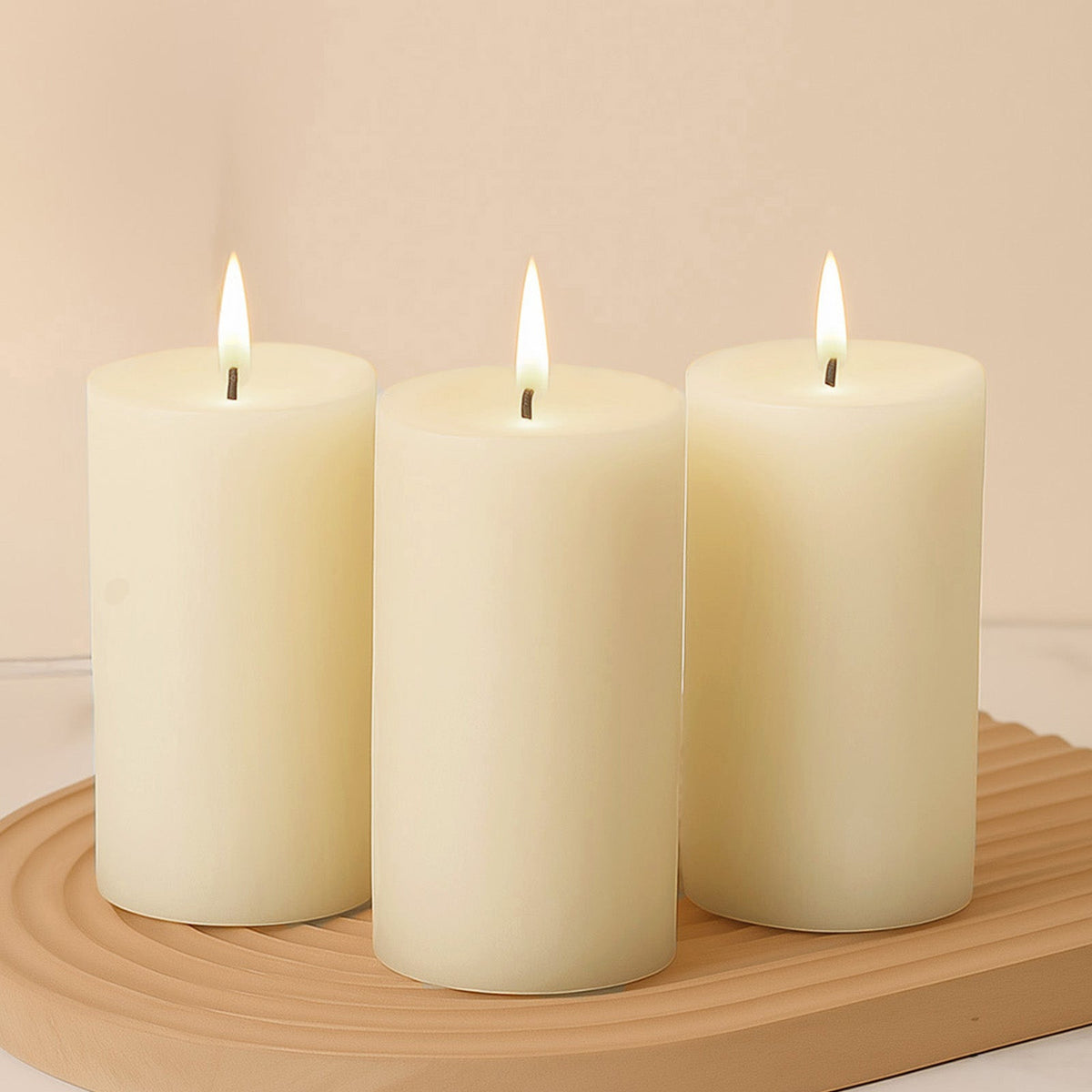 6-Pack Unscented Dripless Pillar Candles – 3"x6" Ivory Paraffin Wax with Smokeless Cotton Wicks, Clean & Long-Lasting 60-Hour Burn