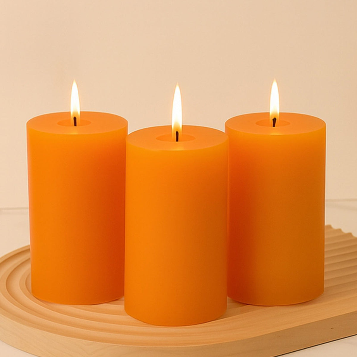 6-Pack Unscented Dripless Pillar Candles – 3"x6" Orange Paraffin Wax with Smokeless Cotton Wicks, Clean & Long-Lasting 60-Hour Burn